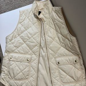 JCrew Ivory Cream Quilted Puffer Vest Large